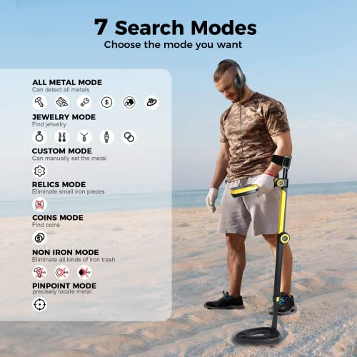 Metal Detector for Adults Professional - Foldable Metal Detector with Precise Positioning and Tone Recognition, 8 Recognition Elimination Modes Gold Detector, 10” Waterproof Search Coil