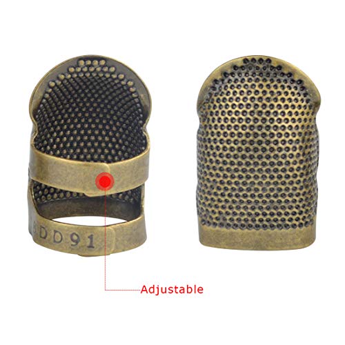 Yolyoo 6pcs Copper Finger Protector Adjustable Fingertip Thimble Sewing for Sewing Embroidery Needlework, Medium