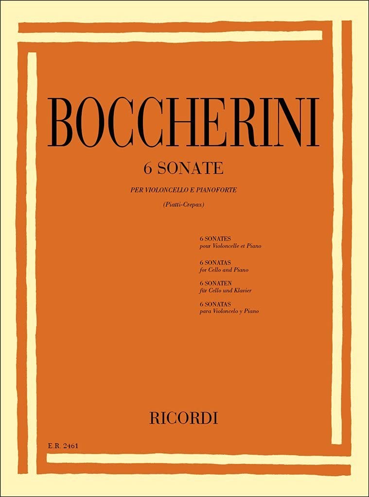 LUIGI BOCCHERINI : 6 SONATES - PER VIOLONCELLO E PIANOFORTE - VIOLONCELLE ET PIANO - RECUEIL