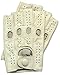 Riparo Motorsports Men's Fingerless Half Finger Driving Fitness Motorcycle Cycling Unlined Leather Gloves (Large, White)
