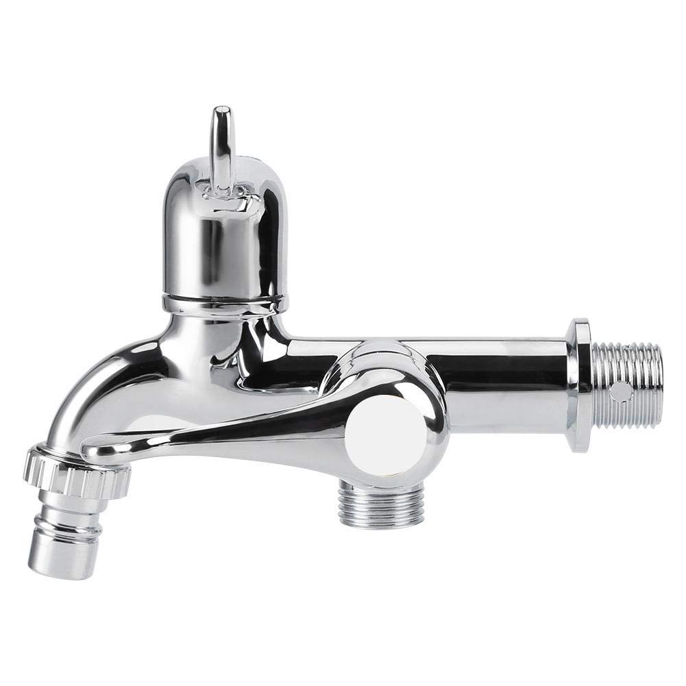 GOTOTOP Water Faucet Bathroom Sink Chrome Surface Double Spout & Handle G1/2 Washing Machine Faucet Faucet Sink Basin Water Tap(Tail Handle)