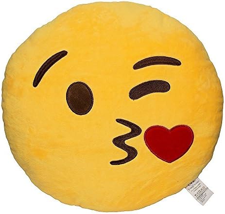 Emoji Smiley Emoticon Yellow Round Cushion Pillow Stuffed Plush Soft Toy