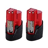 Replacement for Milwaukee M12 battery12V 2.5Ah 48-11-2402 48-11-2440 48-11-2411 M12 XC Cordless Drill 2Packs