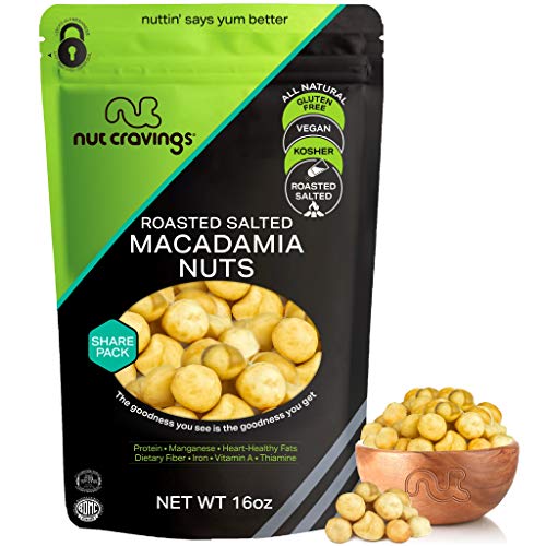 Freshly Roasted & Salted Macadamia Nuts (16oz 1 Pound) Packed Fresh