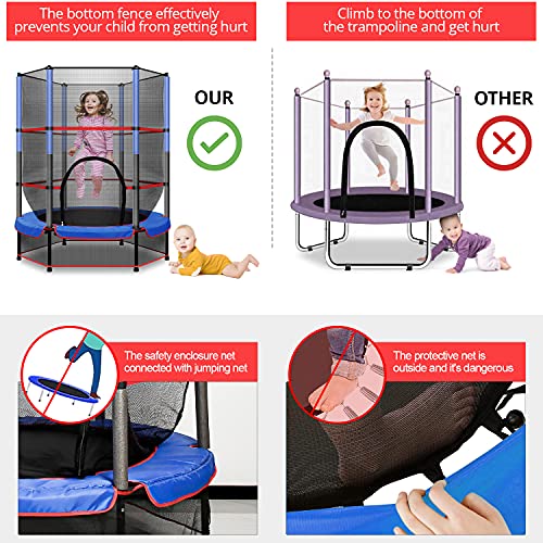 Trampoline for Kids 55 Inch with Enclosure Net Connected with Jumping Pad, Triple Tree Kids