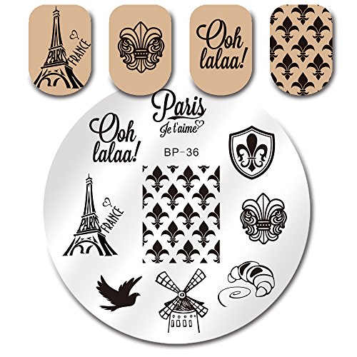 Born Pretty Nail Art Stamping Template Image Plate France Theme BP36