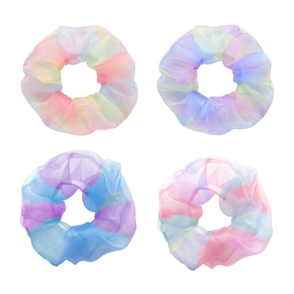 AMOR SPES 4 Pack Hair Scrunchies Set Butterfly Hair Tie Summer Hair Accessories Hair Ring Rope Hair Band For Women Girls (C multicolor)