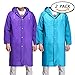 RenBa Portable Rain Poncho 2 Pack Adult Reusable Raincoat with Hoods and Sleeves ( Bule / Purple )