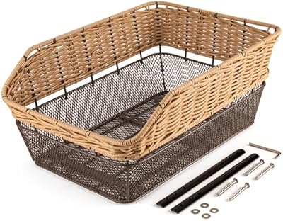 Cesta trasera grande para bicicleta, 25 L, con capacidad de carga de hasta 20 kg, base de metal, cesta para mochila escolar, resistente a la intemperie, no se oxida, bicicleta eléctrica en