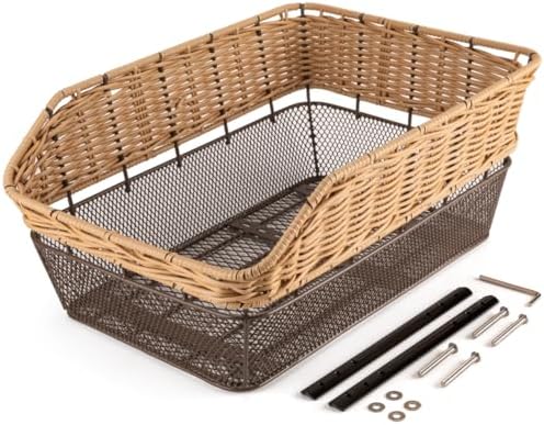 Cesta trasera grande para bicicleta, 25 L, con capacidad de carga de hasta 20 kg, base de metal, cesta para mochila escolar, resistente a la intemperie, no se oxida, bicicleta eléctrica en