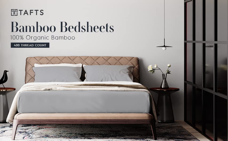 TAFTS Bamboo Sheets Full Size Bed Sheets 5 Piece Set, Pure 100 Organic