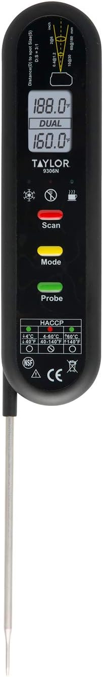 Taylor Precision Products Splash-Proof Dual Temperature Infrared/Thermocouple Thermometer: Kitchen & Dining