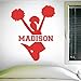 Custom Cheerleading Wall Decal, 0057, Personalized Cheerleader Wall Decal, Cheerleading Theme Wall Decal, Girls Room Vinyl Lettering