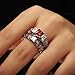 WensLTD Clearance! 2-in-1 Womens Vintage White Diamond Silver Engagement Wedding Band Ring Set (#8, Red)