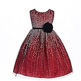 Crayon Kids Little Girls Red Velvet Flower Sash Sequin Christmas Dress 2T-6