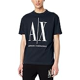 Armani Exchange Men's Comfort Fit Metallic Icon Logo Tee, Navy and Silver