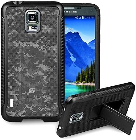 Fxclusive For Samsung Galaxy S5 Sport Case G860P 2014 ReleaseArt Image Design Heavy Duty Rugged Impact Hybrid Hard Shell Case Kickstand Protective Cover - Digital Camo Camouflage