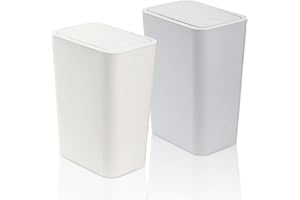 Fasmov Trash Can 2 Pack 7.5 Liter / 2 Gallon Plastic Garbage Container Bin with Press Top Lid, Waste Basket for Kitchen, Bath
