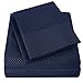 1500 Supreme Collection Dobby Striped Sateen 4 Piece Bed Sheet Set Deep Pocket - Premium Hotel Style Bed Sheets & Pillowcase Set - Wrinkle Free Hypoallergenic Bedding -CHECKERED DOBBY - Queen, Navy