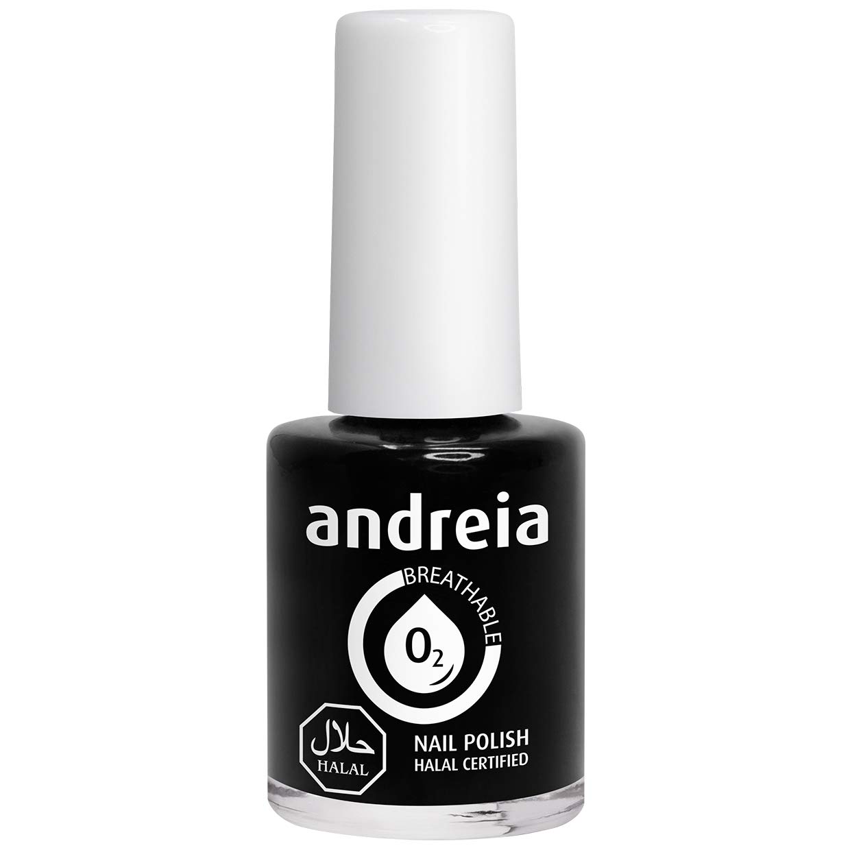 Andreia Halal Breathable Nail Polish - Water Permeable Glossy Halal Nail Polish Vegan and Cruelty-Free - Colour B21 Black Glossy 10.5ml