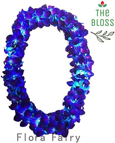 (Midnight-Blue) The Bloss - Alola Fresh Orchid Double Dendrobium Graduation Leis Celebrate For Event School Graduation Wedding Beach Mother Gift Birthday Party