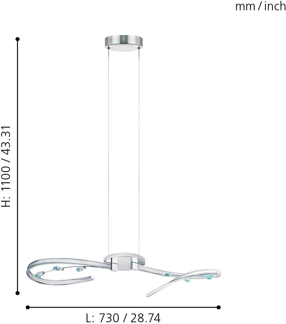 EGLO Vallemare 1 LED Pendant Light 2 Bulbs Classic Hanging Lamp Made of Metal in Chrome, Plastic in White, Crystal - Image 5