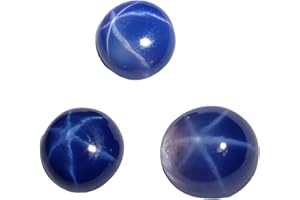 GEMHUB 4.45 Ct - 3 Pcs Natural 6 Rays Precious Star Blue Sapphire Loose Gemstones Lot Round Cabochon Blue Star Sapphire…
