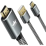 Type C to HDMI, KINGONE 2-in-1 6ft Braided 4K@30HZ USB C to HDMI &amp; High-speed Charge Cable (Thunderbolt 3 Compatible) for 2017/2016 MacBook Pro, iMac, Galaxy Note 8/S8, HuaWei Mate 10 and more
