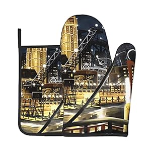 Xiaoxian Pokemon 106 Hittebestendige keukenovenhandschoenen, ovenhandschoenen en potdekselhandschoenen, veilig om te…