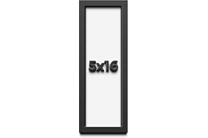 CUSTOMPICTUREFRAMES.COM 5x16 in Shadow Box Frame Black | 1 Inch Deep Solid Wood Shadowbox Display Frame | UV Resistant Acrylic Plexiglass, Acid Free Backing, and Hanging Hardware | Dugan Picture Frame Style