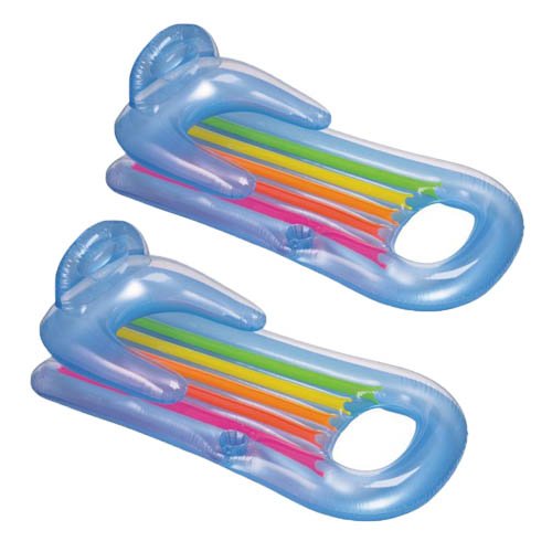 Intex 58802EP Inflatable King Kool Swimming Pool Lounge Raft in Blue or Grey -2 Pack