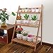 Ufine Bamboo Ladder Plant Stand 3 Tier Foldable Flower Pot Display Shelf Rack for Indoor Outdoor Home Patio Lawn Garden Balcony Organizer Planter Holder