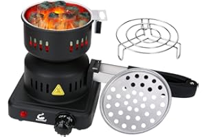 ASANMA Coal Burner, Charcoal Starter Multipurpose Coal Burner Faster Electric Stove With Mini Pan,Detachable Handle,Stainless Steel Grill & Rack for Cubes