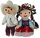 Jacq & Jürgen Rag Doll Mexican Man & Woman 2 Pack Small Toys Handcraft Traditional Costume 7'' Assorted Colors & Models Bundle Premium Materials