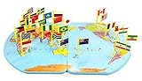 WISDOMTOY Wooden World Map Flag Matching Puzzle Geography Educational Toy Gift for Kids