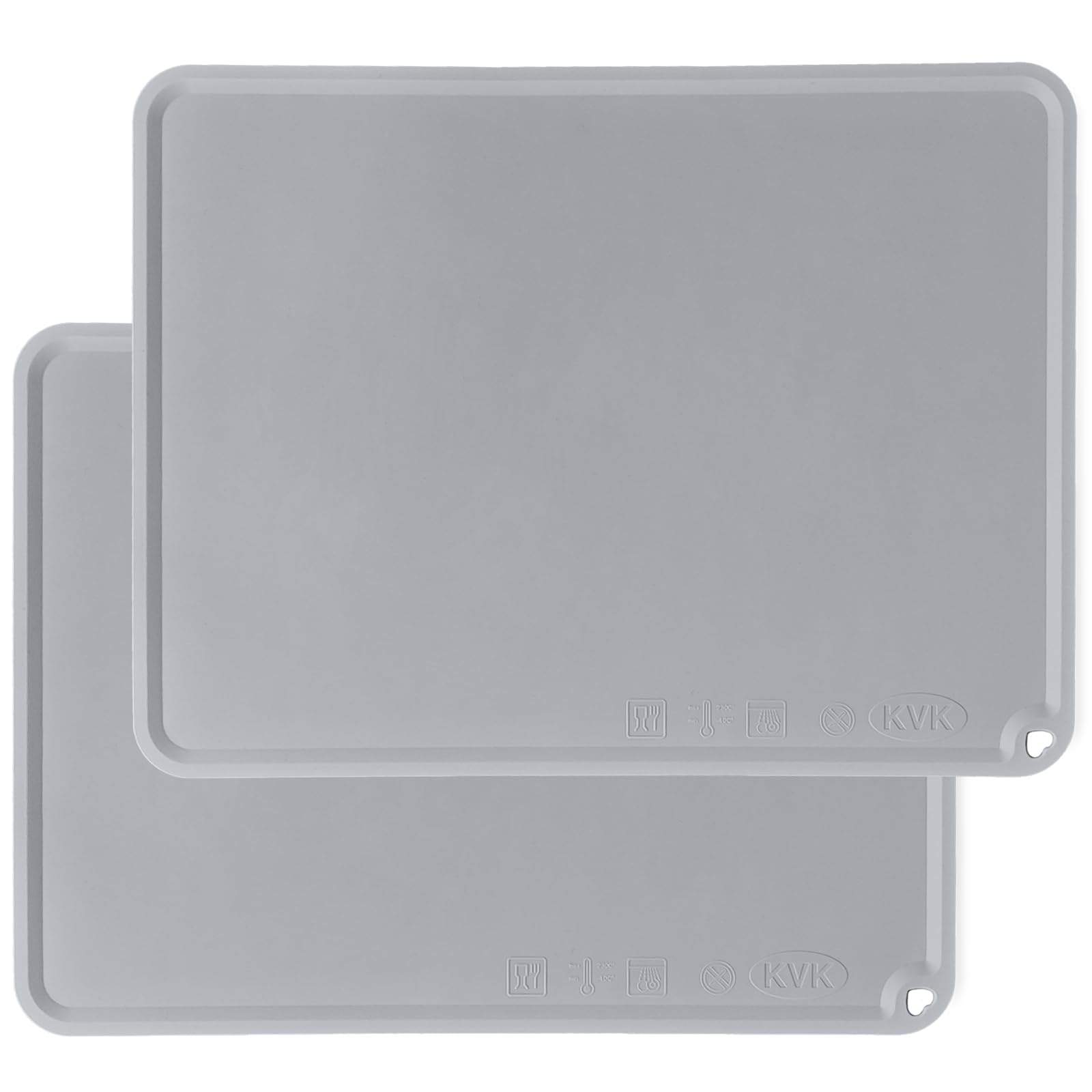 Photo 1 of KVK Silicone Placemat for Toddles Kids Non-Slip Reusable Portable Baby Placemats for Restaurant Stain-Proof Children Food Mats Eating Table Mat 2 Pack (Silver Gray)