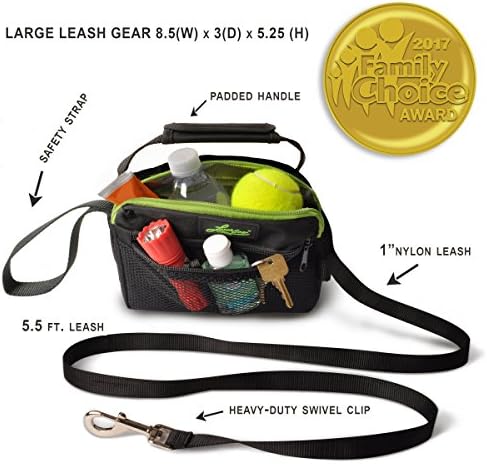 Leash Gear- Dog Leash, Dog Walker, Poop Bag Dispenser, Waste Compartment Plus Phone Accessory Pocket
