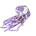 Febou Bridal Bouquet with Artificial Roses, Lace Pearl Ribbon - Perfect for Wedding, Church, Party and Home Decor (Long Ribbon, White+Purple)