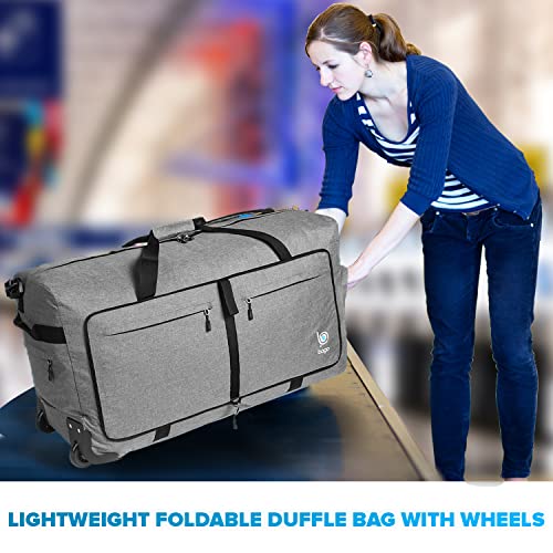 Bago Rolling Duffle Bag with Wheels 27" 80L Foldable Weekender Bag
