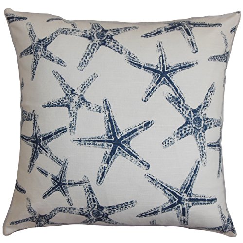 The Pillow Collection Ilene Coastal Pillow, Navy Blue Beachfront Decor