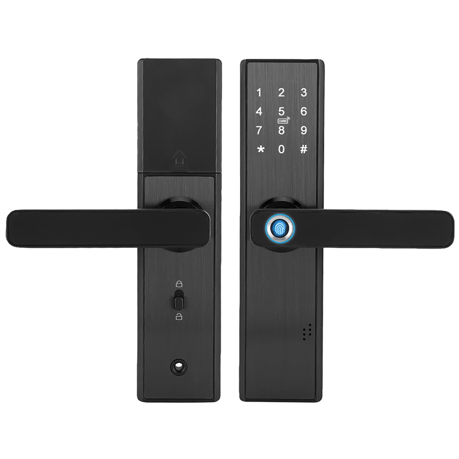 Fingerprint Smart Lock, WiFi Electronic Door Lock, Touchscreen Smart Anti-Theft Door Lock, Fingerprint Keypad Card with Password | IC Card | Tuya Smart Door Lock with Mechanical Key (Black)