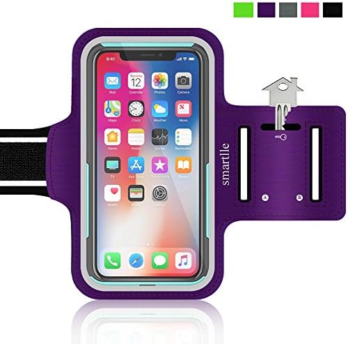 iPhone X 8 Sport Armband running case for iPhone 7 6 6S, Samsung Galaxy S8 S7 S6, LG, MOTO, Google Pixel, with Case (Otterbox/Lifeproof/others), iPhone Fitness Gym Workout case Key/Card Holder[PURPLE]