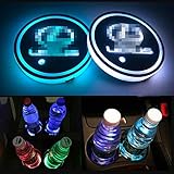 Autoxo LED Car Cup Holder Lights for Lex-US 7 Colors Changing USB Charging Mat Luminescent Cup Pad LED Interior Atmosphere Lamp 2Pcs
