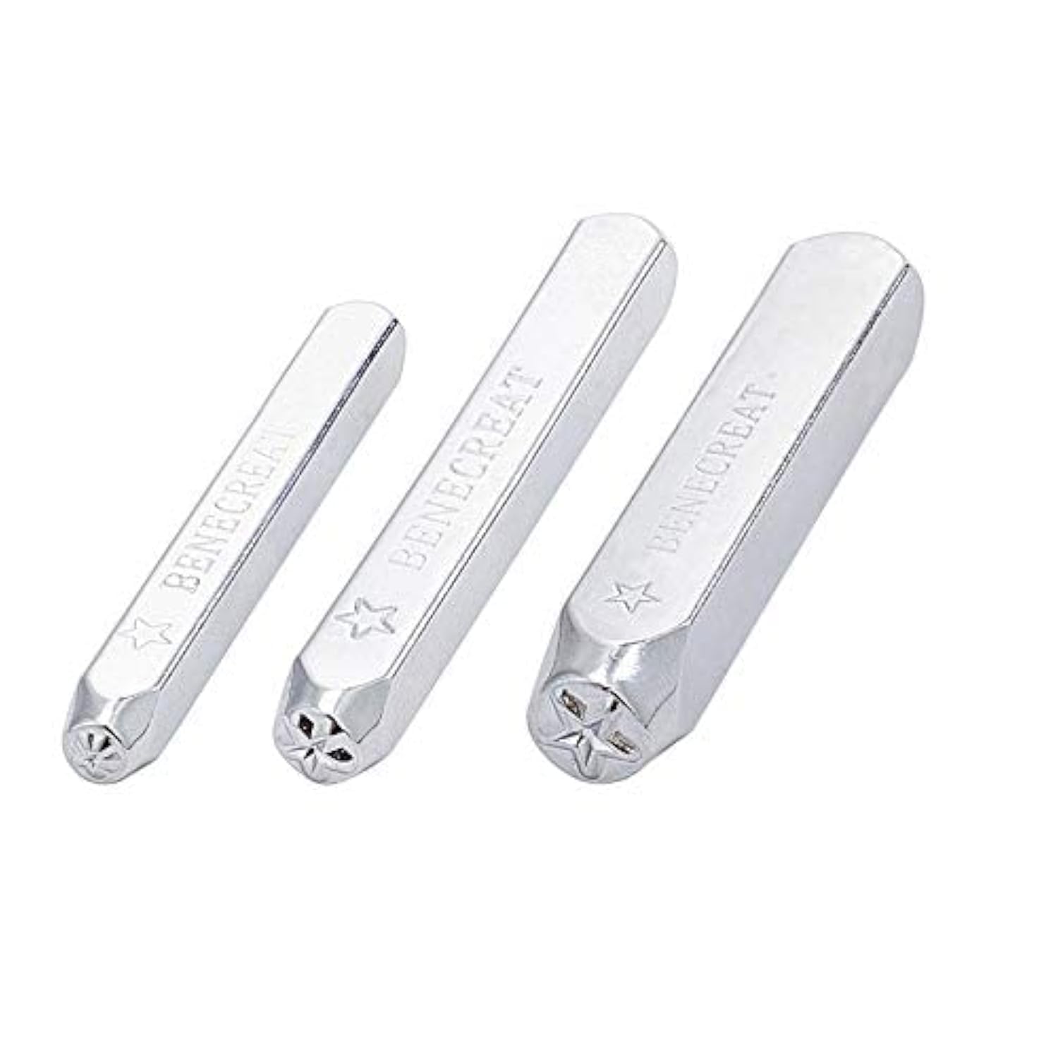 BENECREAT 3PCS Star Design Metal Stamp Set, 2/4/6mm Metal Punch Stamps for DIY Jewelry Crafts, Wood Punch Stamping