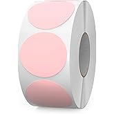 1000 PCS Color Coding Round Stickers 1.5 Inch Vinyl Pink Dot Sticker Removable Writable Circle Labels for Inventory Garage Sale Price Tags