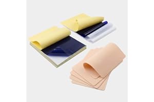 20 Pcs Tattoo Practice Kit, 5 Silicone Fake Skins & 15 Transfer Paper Sheets for Beginners, Practice Set for Tattoo Artists