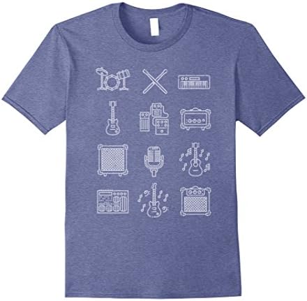 Men's Musical Instrument Icons T-Shirt Musically Shirt Vintage Medium Heather Blue