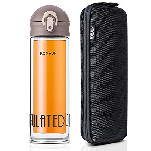 Tea Tumbler Travel Mug ROMAUNT Tea Infuser Water Bottle with Stainless Steel Filter for Loose Leaf, Fruit Infusions, Cold Brew Coffee 12 Oz/330 Ml Double Wall Design (Brown) - Thumbnail 7