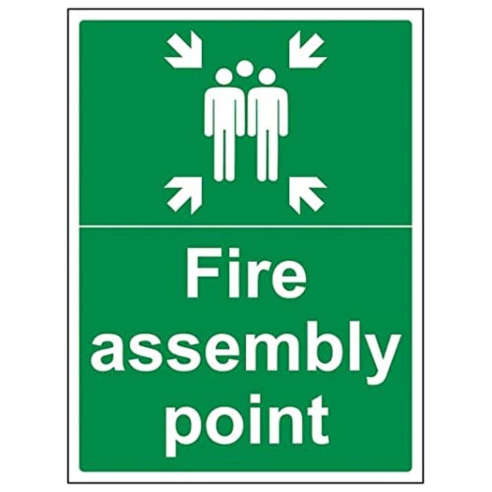 V Safety Eco Friendly Fire Assembly Point - Fire Assembly Point With Family - 300 x 400 mm Safety Sign