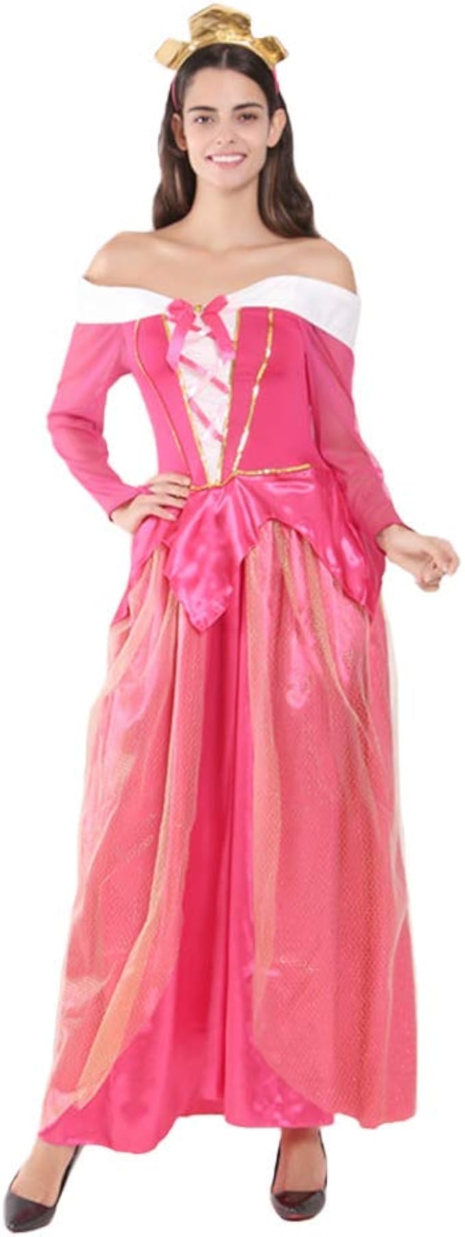 Owlfay Vestito Principessa Aurora Donna La Bella Addormentata Abito Da Carnevale Con Corona E Bacchetta Festa Compleanno Cosplay Natale Costume Amazon It Abbigliamento